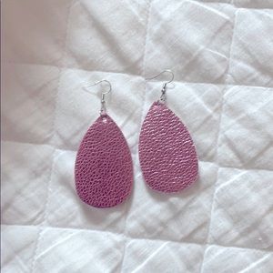 Pink leather like statement earring